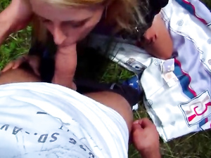 Blowjob In The Grass From A Total Slut